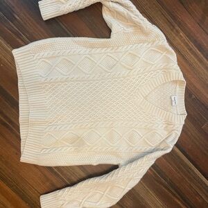 Sunday Best Cream V-Neck Sweater with Cable Knit